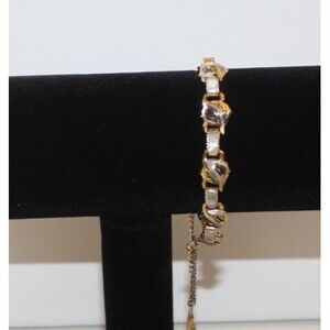 Vintage 1960's Mallorca Gold Tone MOP Link Bracelet 7" Long